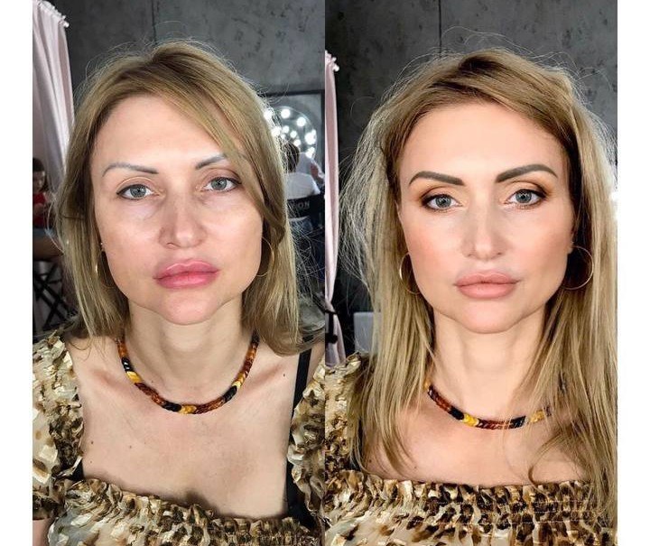 Prima e dopo: trasformazione trucco natural glam, capelli biondo miele