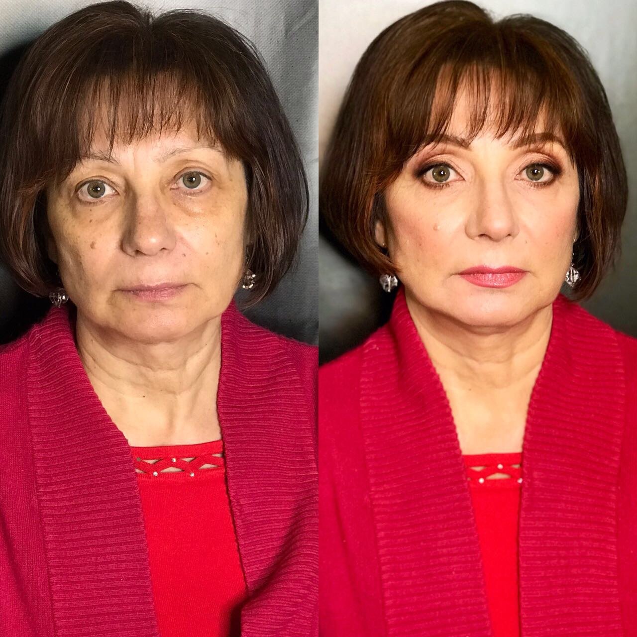 Prima e dopo: trucco glam romantico e delicato, taglio bob